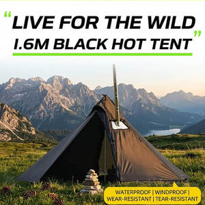 <span class=keywords><strong>Tente</strong></span> pyramidale respirante avec aération supérieure et cheminée, <span class=keywords><strong>tente</strong></span> chaude de 1,6 m pour le camping, abri extérieur imperméable 4 saisons - Product Image 3