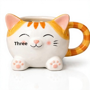 Taza de Café con Diseño de Gato Adorable - 16 oz, Cerámica Hecha a Mano, Regalo para Amantes de los <span class=keywords><strong>Gatos</strong></span>, Apta para Microondas, Congelador y Lavavajillas, Diseño de Gato Naranja - Product Image 1