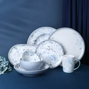 Chinese Inkt Schilderij Ontwerpen Keramische Gerechten Huishoudelijke Blauw En Wit Onderglazuur Porseleinen Mok Kom Plaat Servies Sets