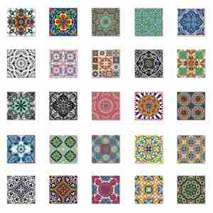 50 Pieces Antique <b>Flower</b> Tiles Cartoon Creative Pattern <b>Stickers</b> Landscape Materials for Planner Computer Decoration - Product Image 3