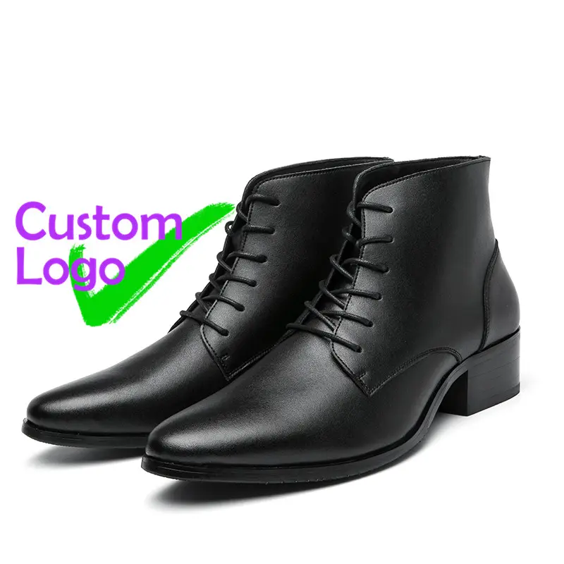 Altos-zapatos De cuero De alta gama para hombre, calzado informal De cuero italiano, con cordones y formas De cuero genuino