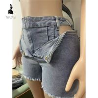 Ensemble court en denim extensible YZ Fashion Design pour l'été, composé d'un débardeur en denim et d'un short en denim