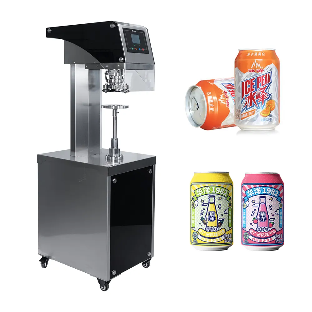 Semi Automatic Carbonated Soft Drink Canning Machinery Beverage Ring Pull Can Sealer Machine