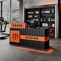 Comptoir de réception de style industriel en métal avec logo personnalisé, éclairage LED pour bar et bureau