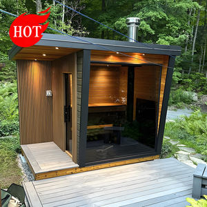 Sauna de Abeto con Porche, Infrarrojo Lejano, Diseño Moderno para Exteriores, <span class=keywords><strong>Terraza</strong></span> para 4-6 Personas - Product Image 3