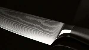 Couteau de chef japonais traditionnel éco-responsable, ambidextre, en acier Damas, lame de 8,5 pouces, manche en bois noir + Dalbergia, cuisine - Product Image 6