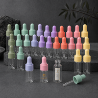 Botol Penetes Kaca Mini Transparan 1ml 2ml 3ml 5ml, Vial Minyak Atsiri Kosong dengan Bola Karet Berwarna untuk Sampel Kosmetik
