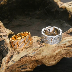 Punk 10mm Micro Pave Messingring Neu Unisex Kubanisch mit Zirkonia Besetzt Trendiger Fingerring CNAS Zertifiziert Gold/Silber Plattiert - Product Image 4
