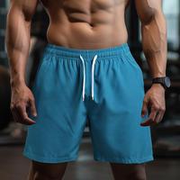 Shorts décontractés pour hommes, séchage rapide, respirants, en polyester élastique, taille mi-haute, avec poches, logo personnalisé sur le devant