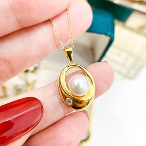 Pendentif DIY en or blanc S925 avec support vide pour perle ronde de 11-12 mm pour collier cache-cernes, accessoire avec matériau principal or 30852 - Product Image 2