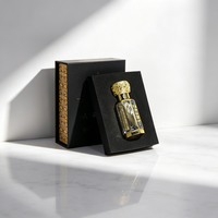 Set Botol Parfum Kaca 3/6/12ml Berhias Emas UV yang Dapat Disesuaikan dengan Tutup Paduan Seng untuk Attar & Minyak Atsiri dengan Kotak