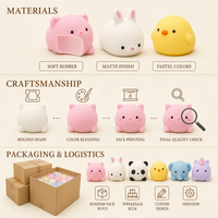 Assortiment de jouets mochi animaux en caoutchouc souple, anti-stress, mini fidget pour jeunes, adolescents et adultes, mélange aléatoire