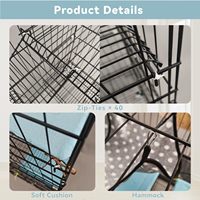 Cage à chat noire en fer massif, simple, à monter soi-même, avec roulettes, accessoires complets, griffoir, hamac suspendu, coussins moelleux, pour intérieur, multi-usages