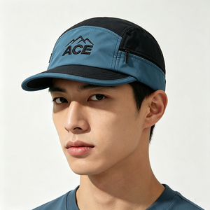 Men Color Block Quick Dry 5 Panel <b>Canvas</b> Sublimation Printed Sport Cap Zipper Pocket Lightweight Outdoor Camp Hat Camping - Product Image 1