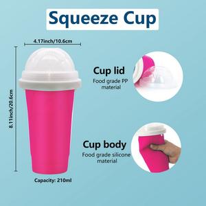 Tasse à Smoothie en Silicone réutilisable à Double pression, refroidissement rapide magique de la boue, tasse à glace avec couvercle et paille - Product Image 5