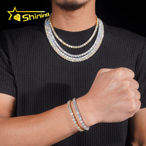 Spedizione Veloce da Magazzino USA Collana Tennis in Moissanite da 5mm in <span class=keywords><strong>Argento</strong></span> 925 con Certificato GRA <span class=keywords><strong>Catena</strong></span> Tennis Iced Out in Moissanite da <span class=keywords><strong>Uomo</strong></span> - Product Image 4