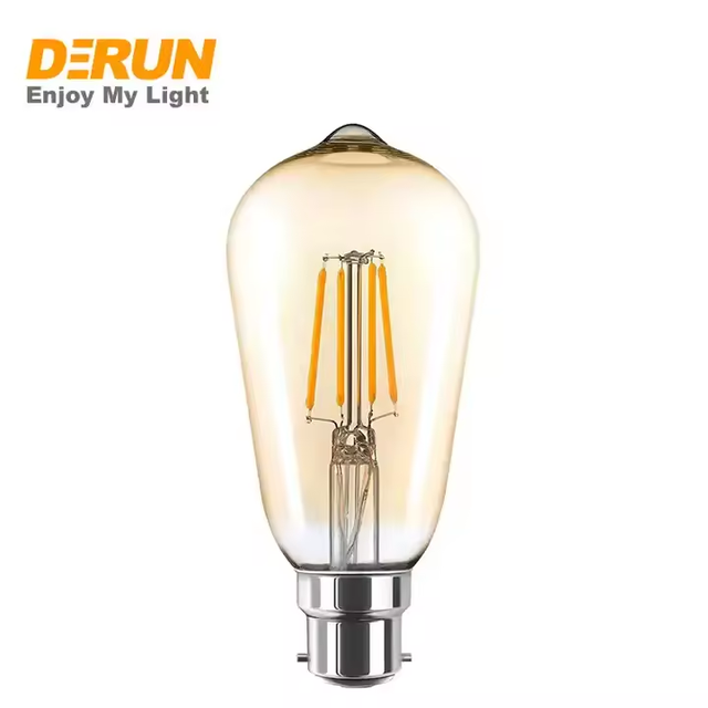 Antique ST64 LED Edison Filament Light Bulb 4W 6W 8W 10W 12W Amber Warm White 2200K Decorative Filament Lamp , FMT-ST64