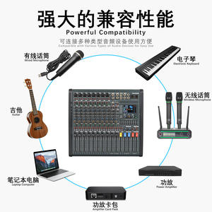 <span class=keywords><strong>Console</strong></span> de mixage audio professionnelle Recordio GAX-KC8 8-16 canaux en métal avec effets intégrés USB/BT pour utilisation sur scène en direct - Product Image 6