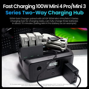 Cargador Rápido LKTOP 100W 4 en 1 GaN con 4 Puertos USB-C, Enchufe Plegable, Control Inteligente de Temperatura, Certificación QC4.0+ 3C/FCC para <span class=keywords><strong>Mavic</strong></span> 3/4 Pro/Air - Product Image 4