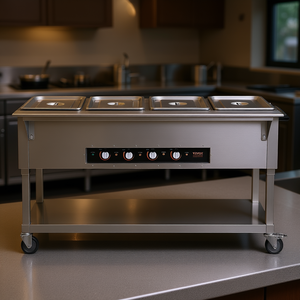 Chauffe-Plats Électrique Professionnel Vevor 4 Bacs 20,6 Qt 2000W en Acier Inoxydable avec 4 Roues pour Buffet et Restauration - Product Image 2