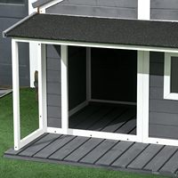 Nichoir moderne pour chien en bois, résistant aux intempéries et écologique, avec porche avant, toit en asphalte et fenêtre, pour chiens de taille moyenne