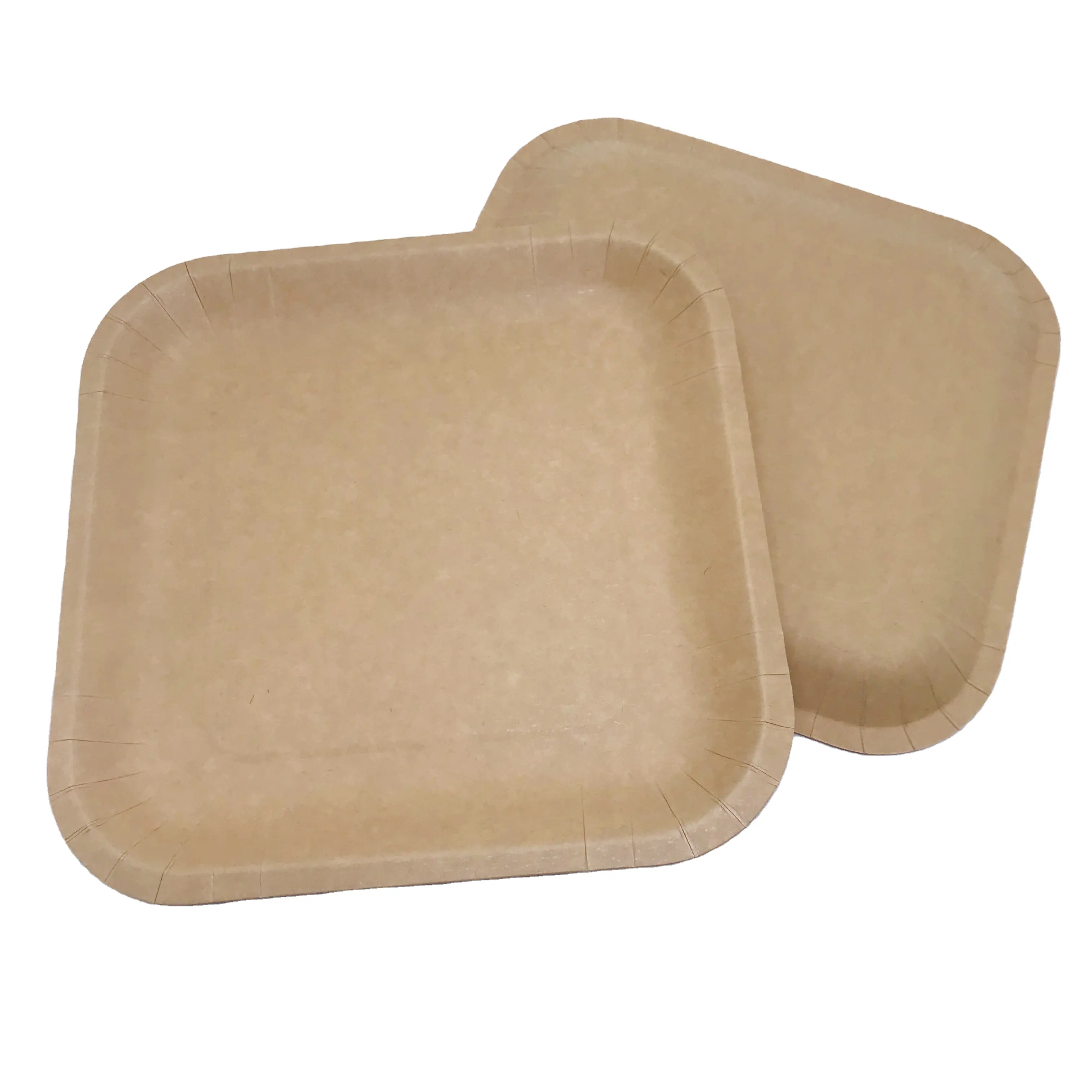 Disposable Paper Plate Strong Dish Round Square Kraft Paper Plates for Party Supply