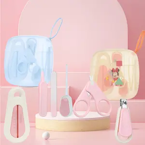 Op Maat Gemaakte Bedrukte Logo 6-In-1 Baby Nagelverzorging Tools Set Inclusief Baby Schaar Clipper Reizen Manicure Kits Met Plastic Geval