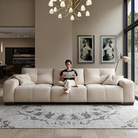 Canapé modulable de luxe carré en forme de bloc de tofu avec dossier amovible, revêtement en chenille, utilisation moderne pour villa et hôtel, rembourrage en éponge, pieds en bois