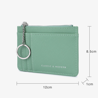 Harga pabrik minimalis dompet PU ramping kartu kredit portabel pendek dan dompet koin uang tunai pemegang dengan penutup ritsleting