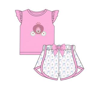 नए आगमन बुटीक बच्चों के कपड़े शिशु शिशु लड़कियों के लिए उड़ने वाली आस्तीन वाली शर्ट और छोटे कपड़े - Product Image 2