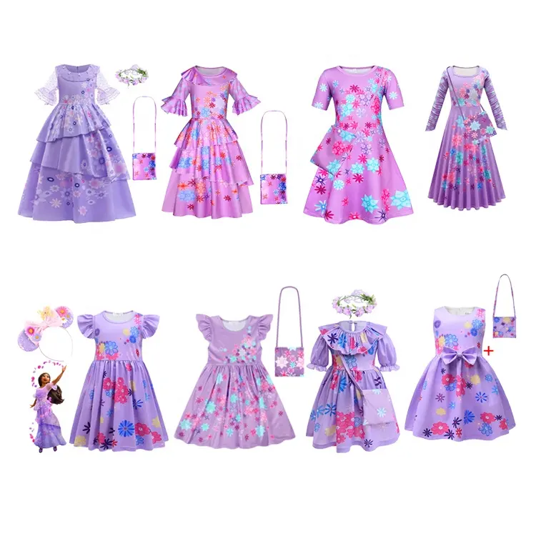 New arrival Encanto Isabell Party Supplies Cosplay Costume Princesses Dress Outfits Kids Children Halloween Christmas Carnival
