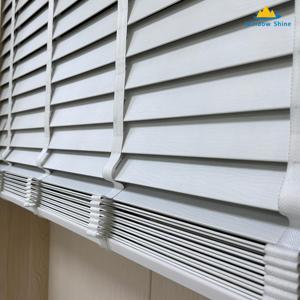 Stores modernes à lamelles unies sans cordon en <span class=keywords><strong>bois</strong></span> imitation <span class=keywords><strong>bois</strong></span>, stores horizontaux occultants pour fenêtres, contrôle de la lumière, durables, personnalisables pour fenêtres en oriel - Product Image 2