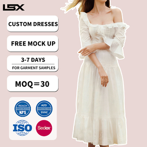 Vestido Midi Blanco Personalizado para Mujer, Estilo Vintage, con Bordado Francés, Espalda Descubierta, Tirantes, Estampado Floral, para Verano - Product Image 1