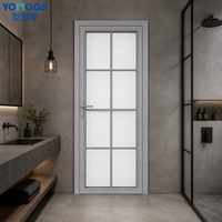 Puerta Plegable de Baño de Vidrio Esmerilado y Aluminio Impermeable con Acabado para Hotel, Villa y Escuela