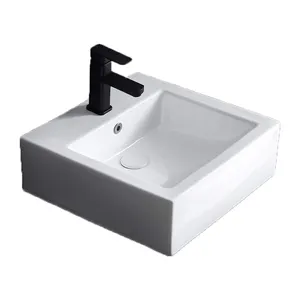 Hot Selling Modern Countertop Hand Wash Basin White Porcelain Rectangular Vessel Sink Ceramic Bathroom Sink