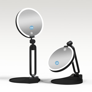 Dual Sided Compact <b>Lighted</b> Smart LED Rechargeable 360 Angle Adjustable Portable Magnifying <b>Mirror</b> for <b>Vanity</b> Bathroom - Product Image 1