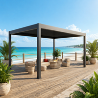 Motorisierte Freistehende Aluminium-Pergola Pulverbeschichtet Verstellbare Lamellen Wasserdichtes Dach Umweltfreundlich Langlebig für den Garten 1 Set
