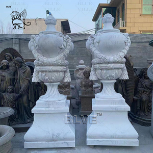 BLVE décoratif intérieur extérieur décor à la maison grand marbre blanc jardinière urnes pierre naturelle <span class=keywords><strong>pot</strong></span> <span class=keywords><strong>de</strong></span> <span class=keywords><strong>fleurs</strong></span> Vase - Product Image 2