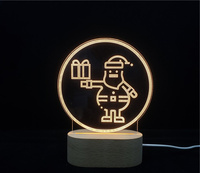 Usine En Gros Creative Hêtre En Bois Lampe 3D Acrylique LED Lampe De Bureau USB Chargeur Veilleuse