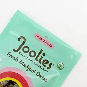 Custom printed food grade ziplock snack fresh medjool dates custom plastic pouch packaging food packing bag