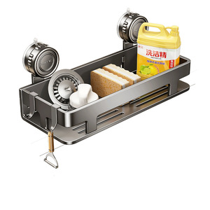 Kitchen Storage Rack Wall Mounted Multi Function Sink Organizer With Drain Rack And Faucet <b>Holder</b> For Dishcloths Steel Wool - Product Image 5
