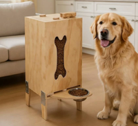Meuble de rangement moderne en bois massif pour croquettes, distributeur automatique de nourriture pour chien, station d'alimentation, support de gamelles automatique pour animaux de compagnie, intérieur/extérieur