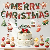 Guirlandes de lettres en papier personnalisées pour décorations de fête de Noël, pendentifs spirales Père Noël et décorations de gâteaux