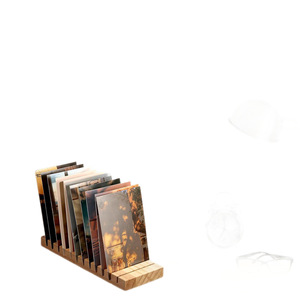 Exhibidor de Tarjetas de Escritorio de Madera, Soporte para Fotos y Postales de Madera Sólida, Organizador de Escritorio de Oficina, Color Natural - Product Image 5