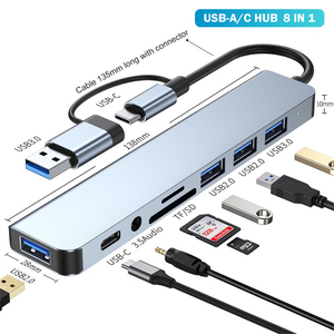 4 <span class=keywords><strong>5</strong></span> 7 8 cổng USB C Expander Type-C USB 3.0 <span class=keywords><strong>Hub</strong></span> Splitter 8 trong 1 loại C Docking Station với đầu đọc thẻ âm thanh Multiport Adapter - Product Image 5