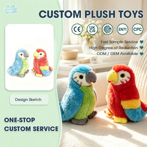 Paire de perroquets en peluche colorés, bleus, verts, rouges, jaunes, poupées d'animaux en peluche, animaux tropicaux en peluche pour enfants, cadeau, OEM personnalisé - Product Image 1