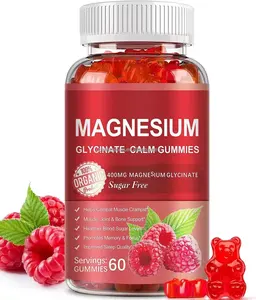 Oem Magnesium Glycinaat Kalme Gummies Suikervrije Frambozen Smaak Ontspannen Gummies Goede Slaap Magnesium Gummies