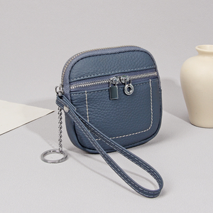 2026 New Top Layer Cowhide <b>Small</b> <b>Wallet</b> for Women Genuine Leather Mini Coin Purse with Keychain for Lipstick Earphone Storage - Product Image 6