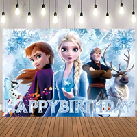 Perlengkapan dekorasi pesta latar belakang anak perempuan, spanduk putri Elsa Anna tema Frozen 7x5 kaki