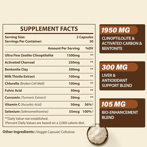 Cápsulas de Zeolita para Desintoxicación, Apoyo Digestivo, Salud Inmunológica y Antioxidante para Adultos, Sin Gluten, OEM/ODM, 2 Cápsulas - Product Image 6
